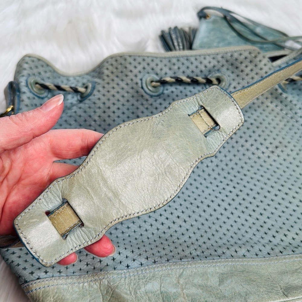 Balenciaga Pale Blue Arena Cross Pampille Bag - Picture 7 of 15